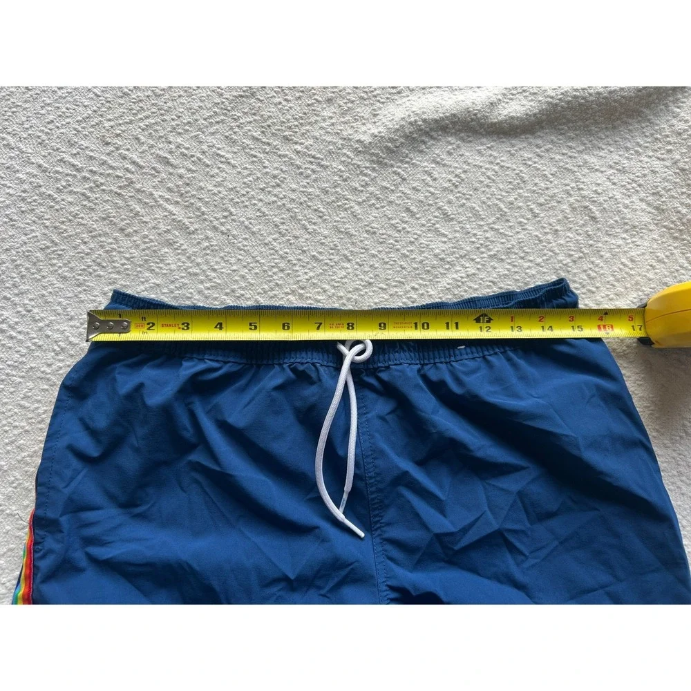 Chubbies Mens Swim Trunks Navy Blue Rainbow Stripe Mesh Liner Small 5.5 Inseam